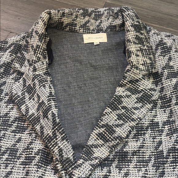Melloday | Black And White Light Tweed Long Cardigan Sweater Size 2X - Picture 5 of 12